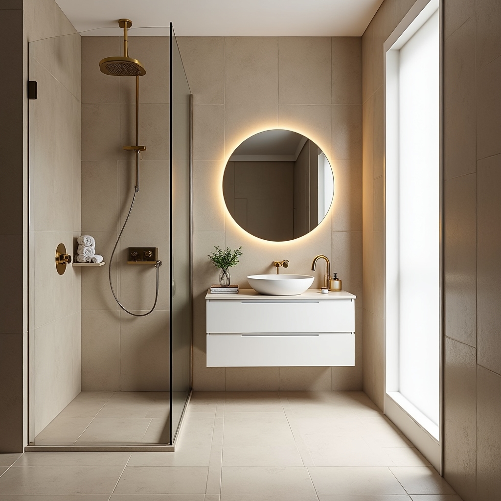 Ванная комната после укладки плитки и отделки